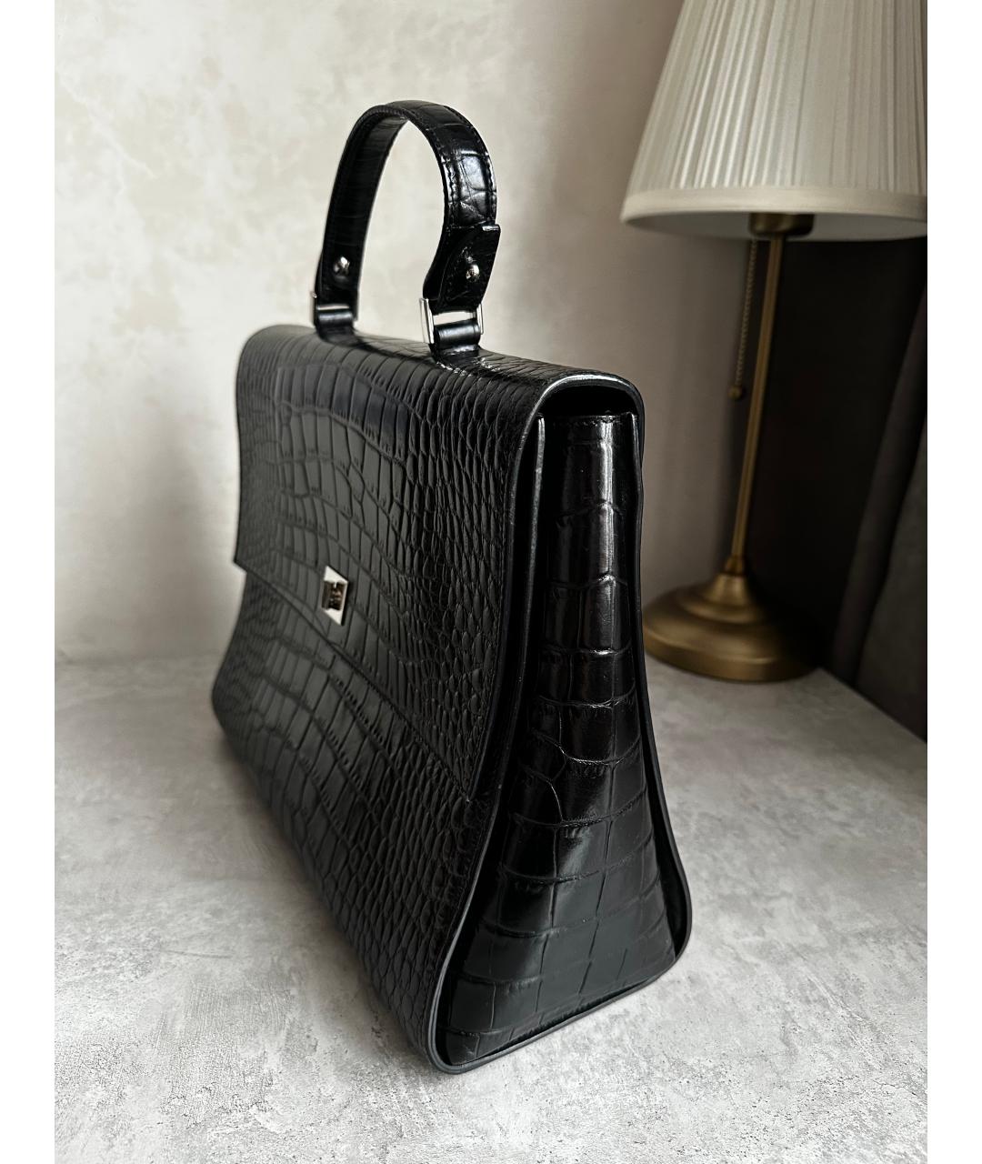 HUGO BOSS Черная кожаная сумка с короткими ручками, фото 3