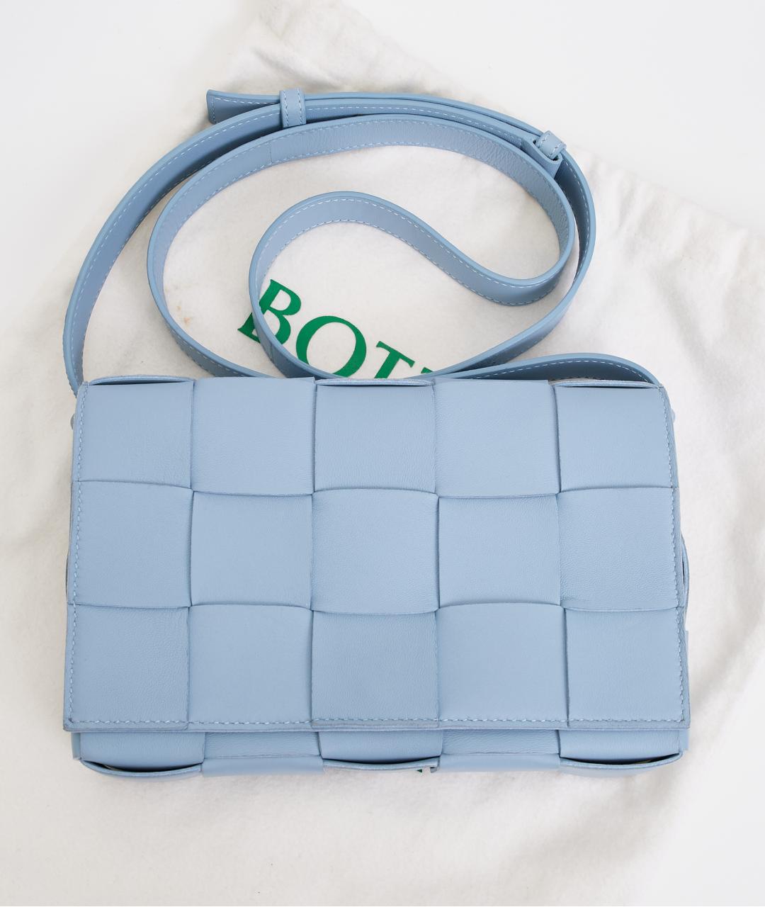 BOTTEGA VENETA Голубая кожаная сумка через плечо, фото 6