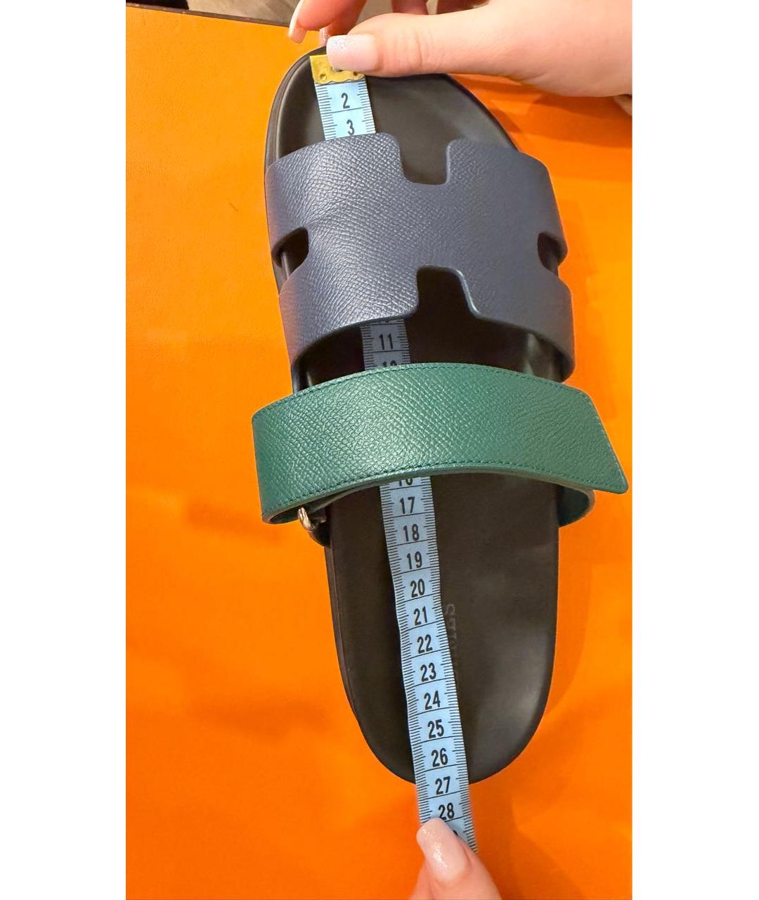 HERMES Черные кожаные шлепанцы, фото 5