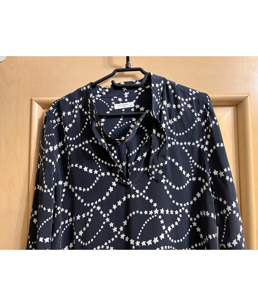 EQUIPMENT Черное шелковое повседневное платье, фото 4