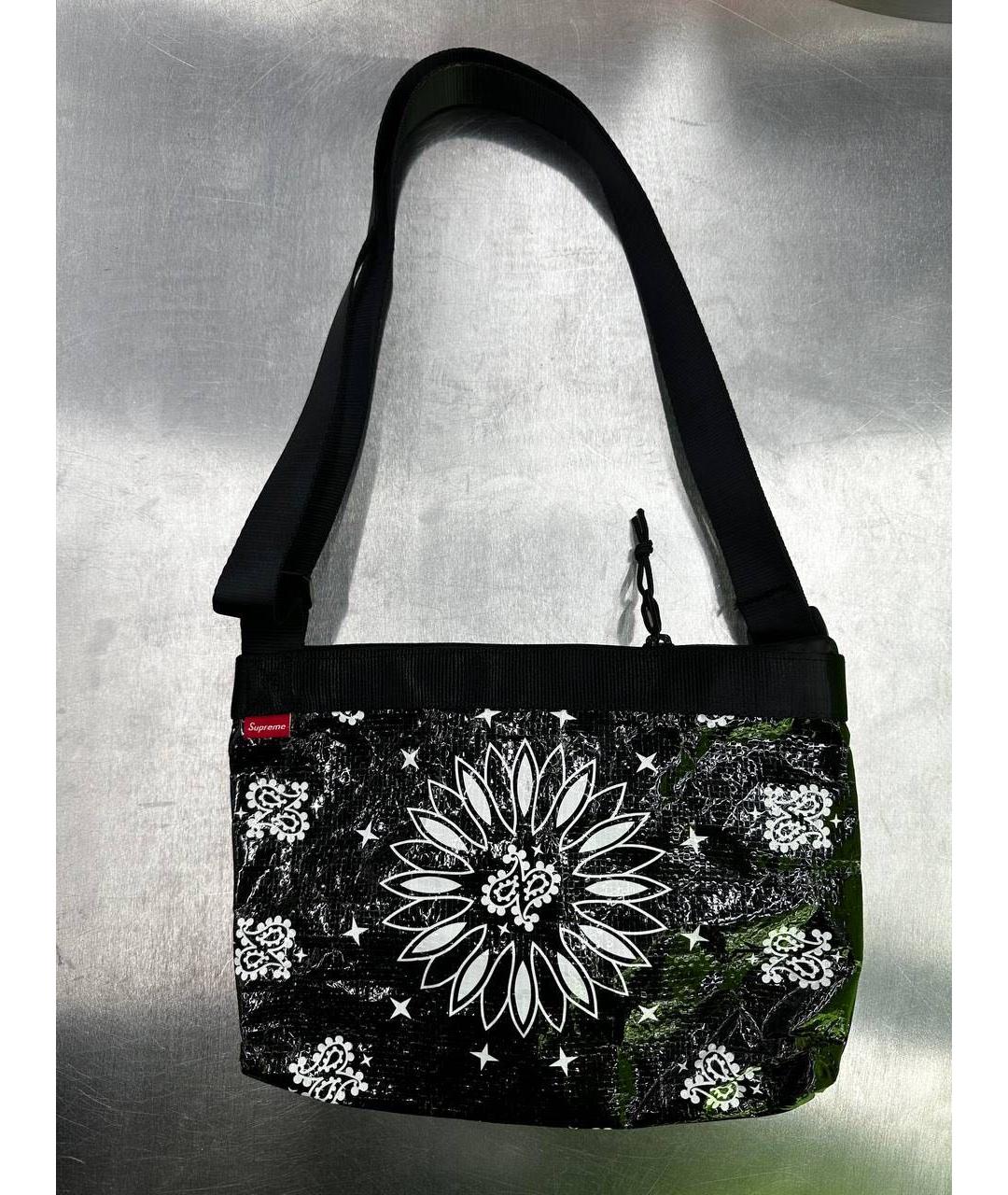 SUPREME Черная жаккардовая сумка на плечо, фото 3