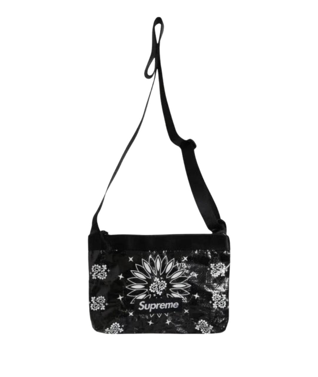 SUPREME Черная жаккардовая сумка на плечо, фото 1