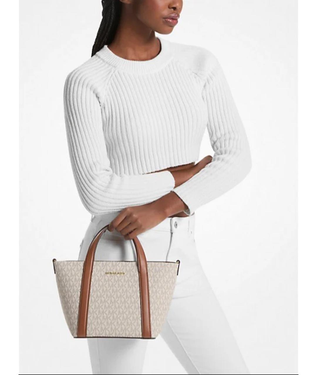 MICHAEL KORS Бежевая сумка с короткими ручками из искусственной кожи, фото 3