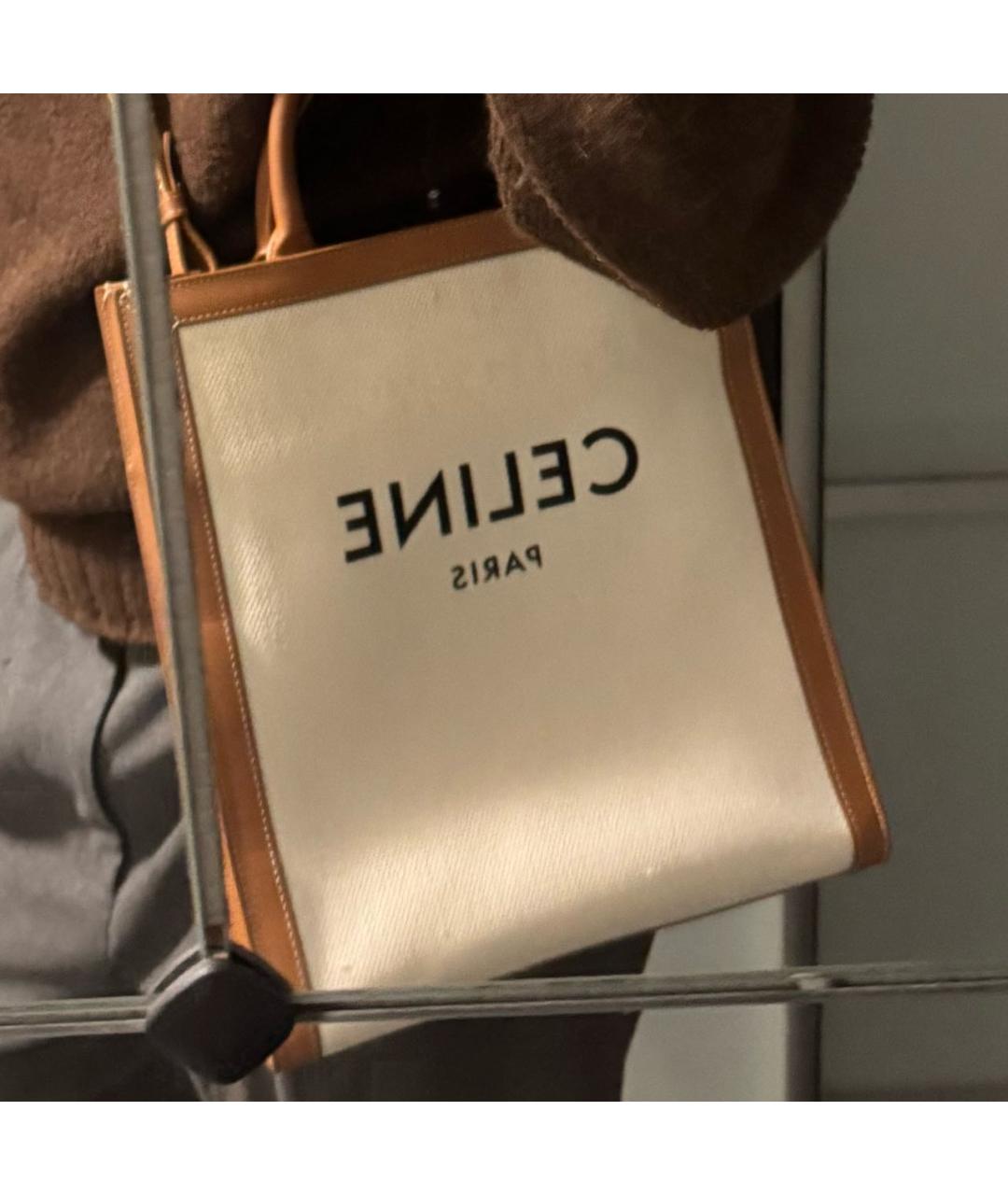 CELINE Белая кожаная сумка тоут, фото 2