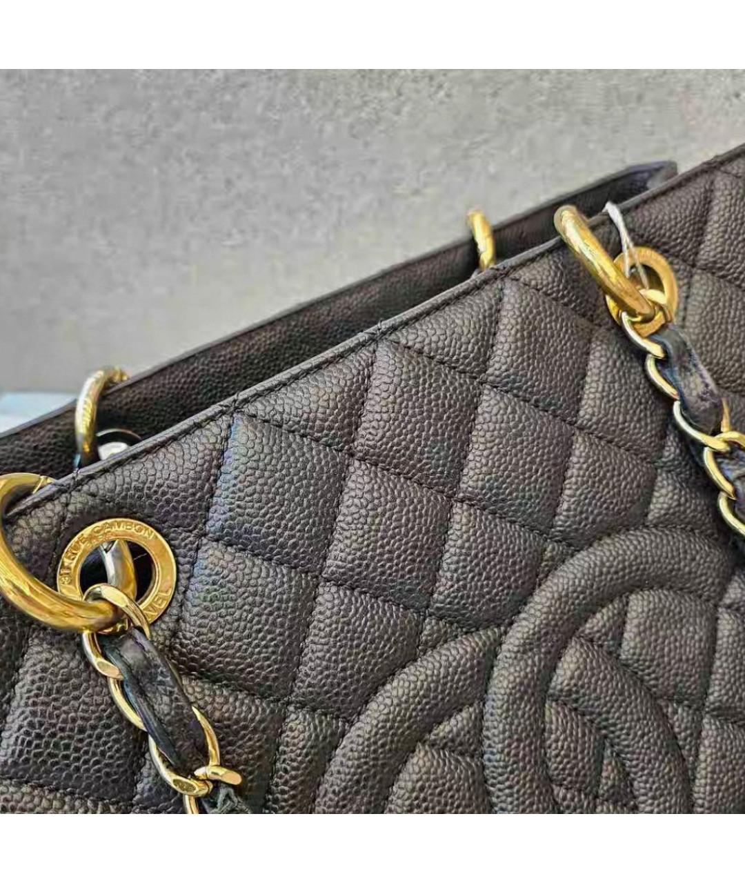 CHANEL Черная кожаная сумка тоут, фото 5