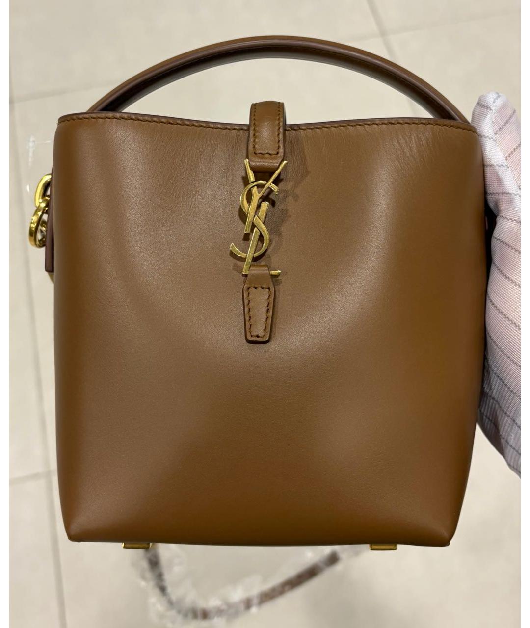 SAINT LAURENT Коричневая кожаная сумка через плечо, фото 2