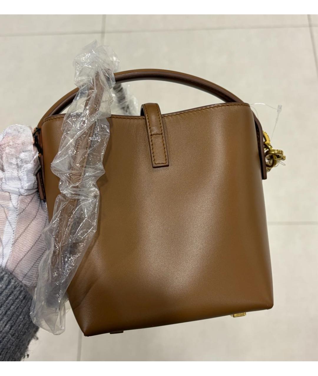 SAINT LAURENT Коричневая кожаная сумка через плечо, фото 3