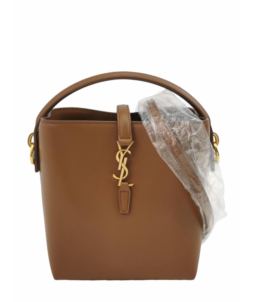 SAINT LAURENT Коричневая кожаная сумка через плечо, фото 1