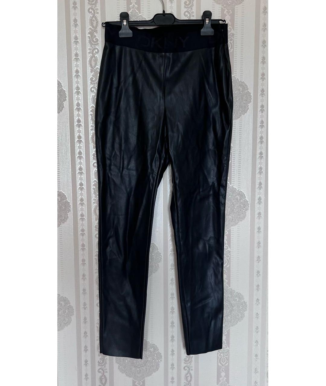 DKNY Черные полиуретановые брюки узкие, фото 4