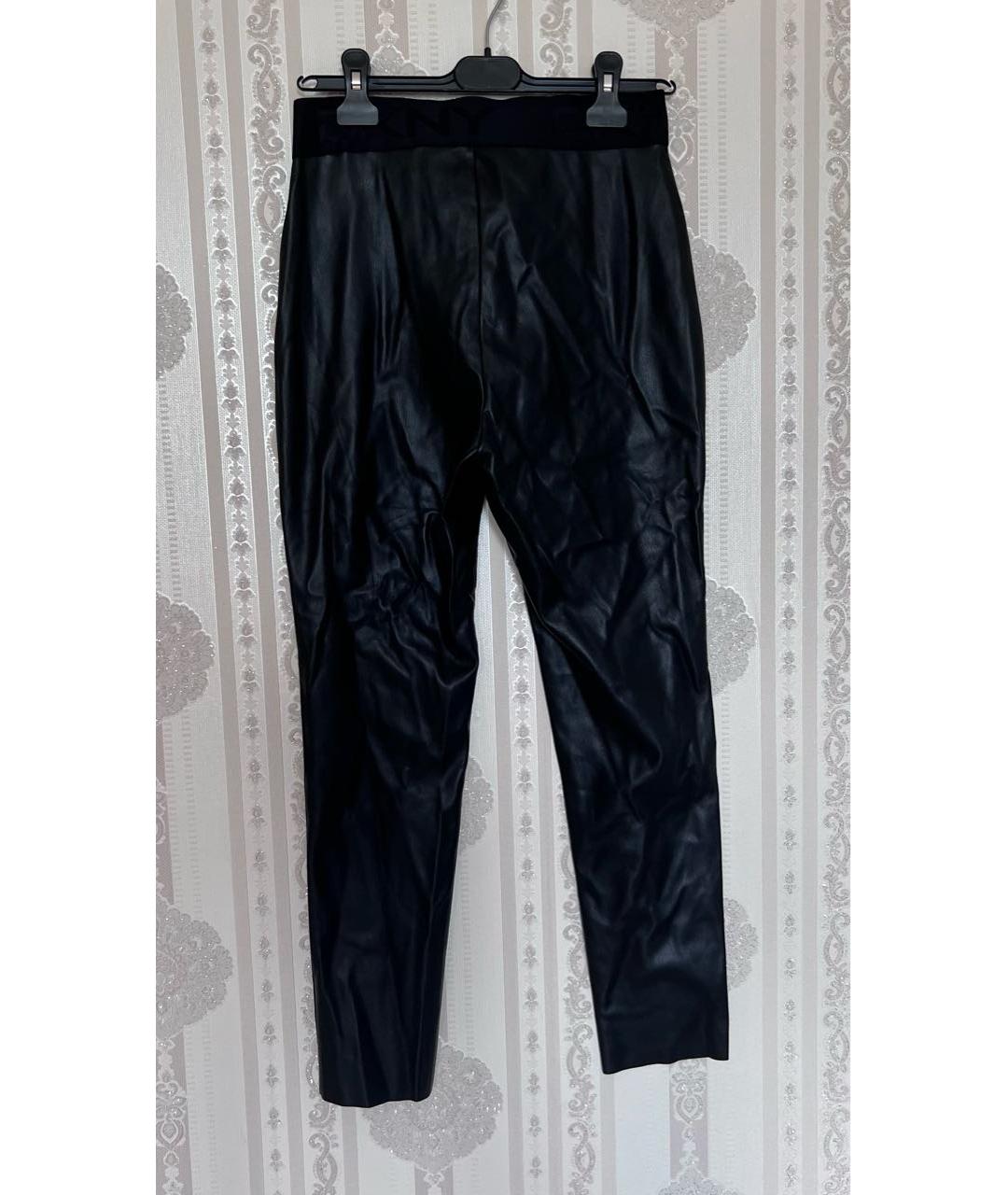 DKNY Черные полиуретановые брюки узкие, фото 2