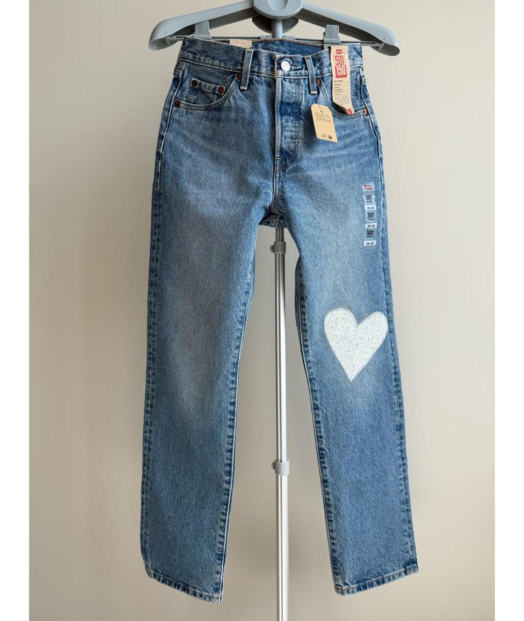 LEVI'S Синие хлопковые прямые джинсы, фото 5