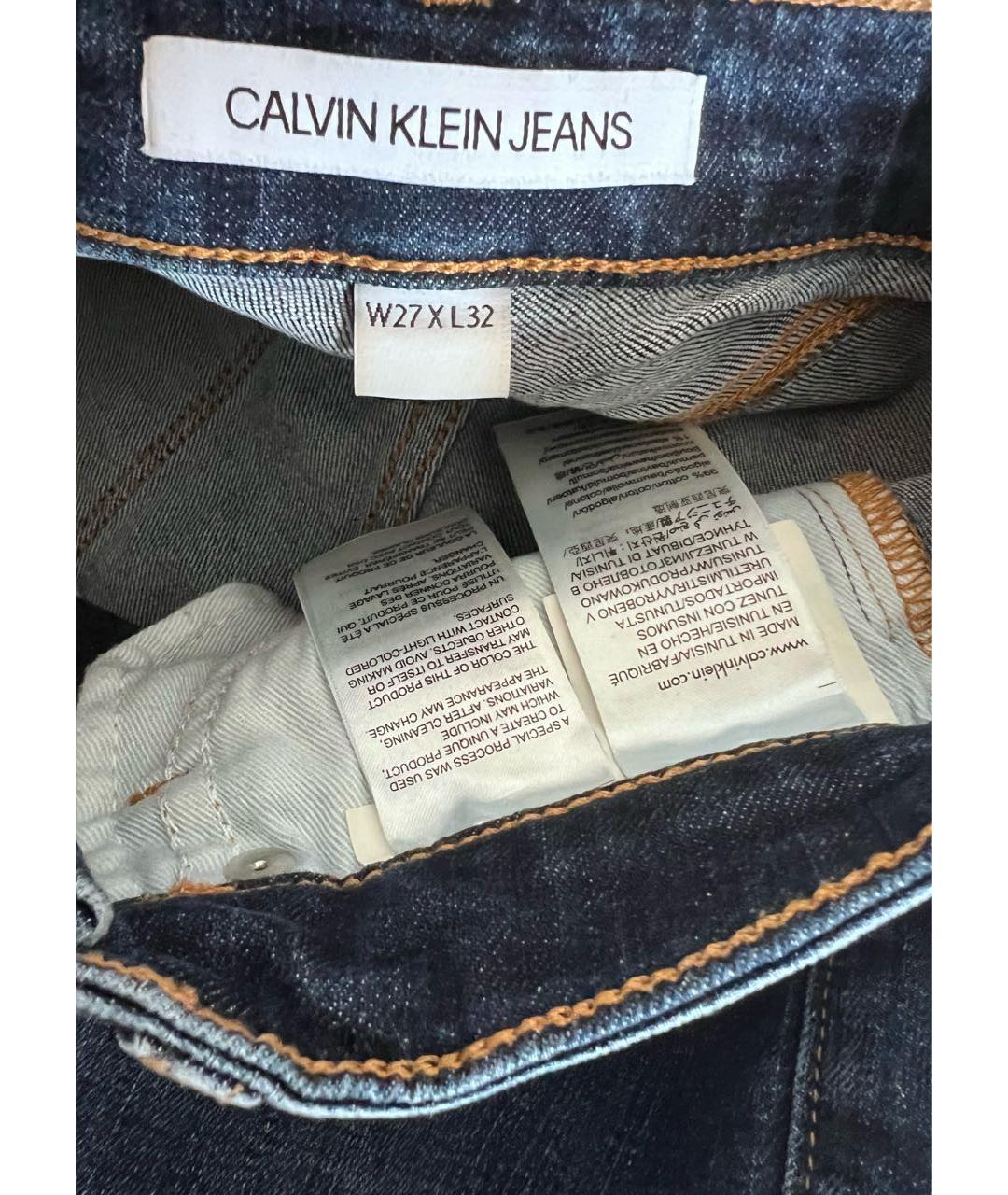 CALVIN KLEIN Темно-синие хлопковые джинсы слим, фото 3