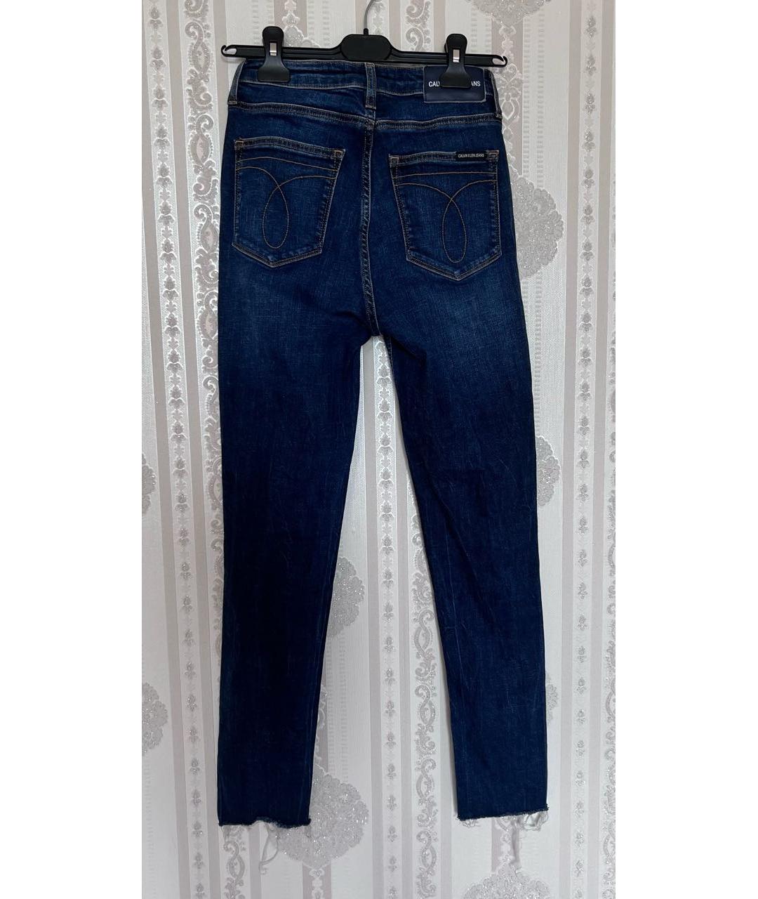 CALVIN KLEIN Темно-синие хлопковые джинсы слим, фото 2