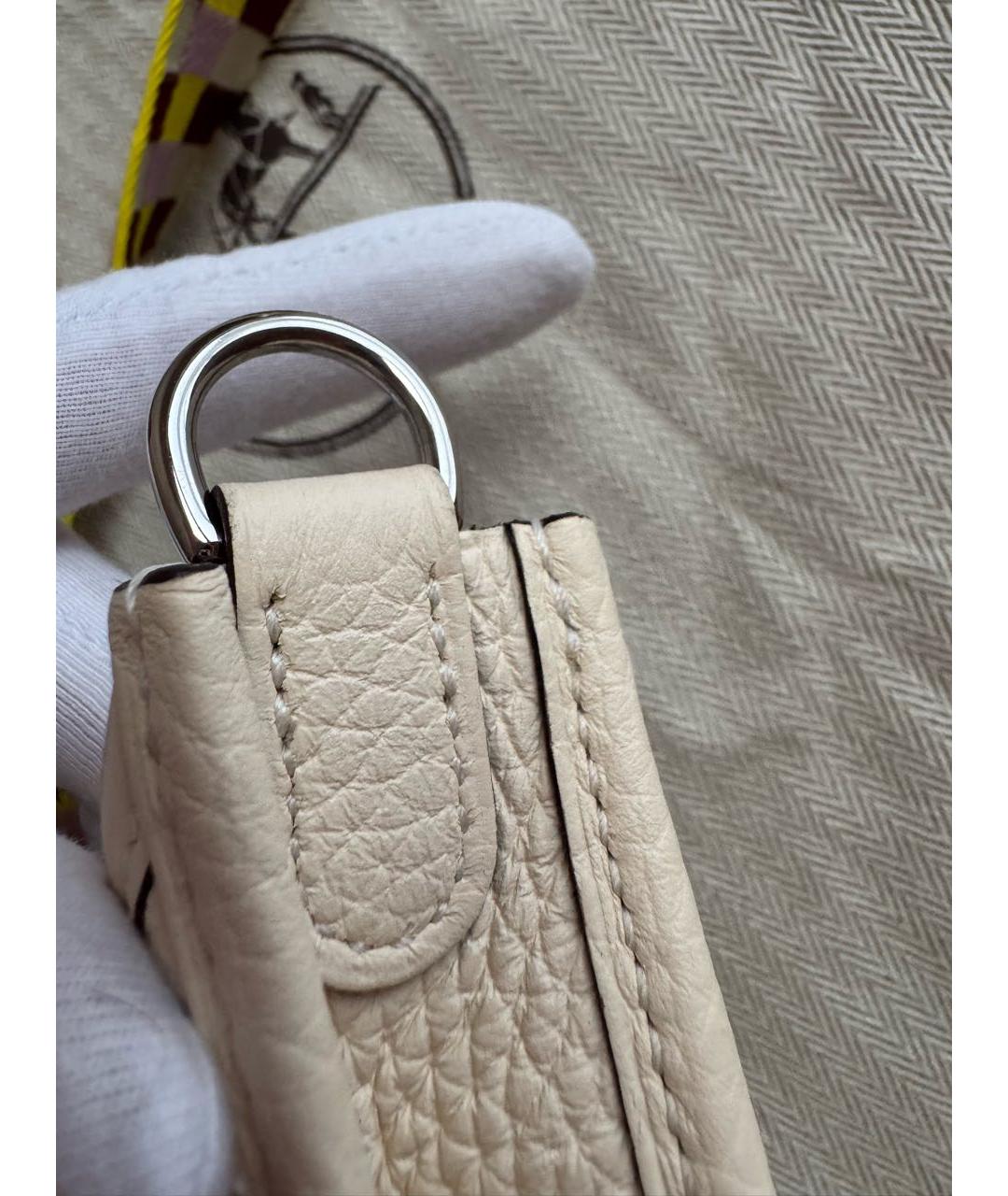 HERMES Бежевая кожаная сумка через плечо, фото 3