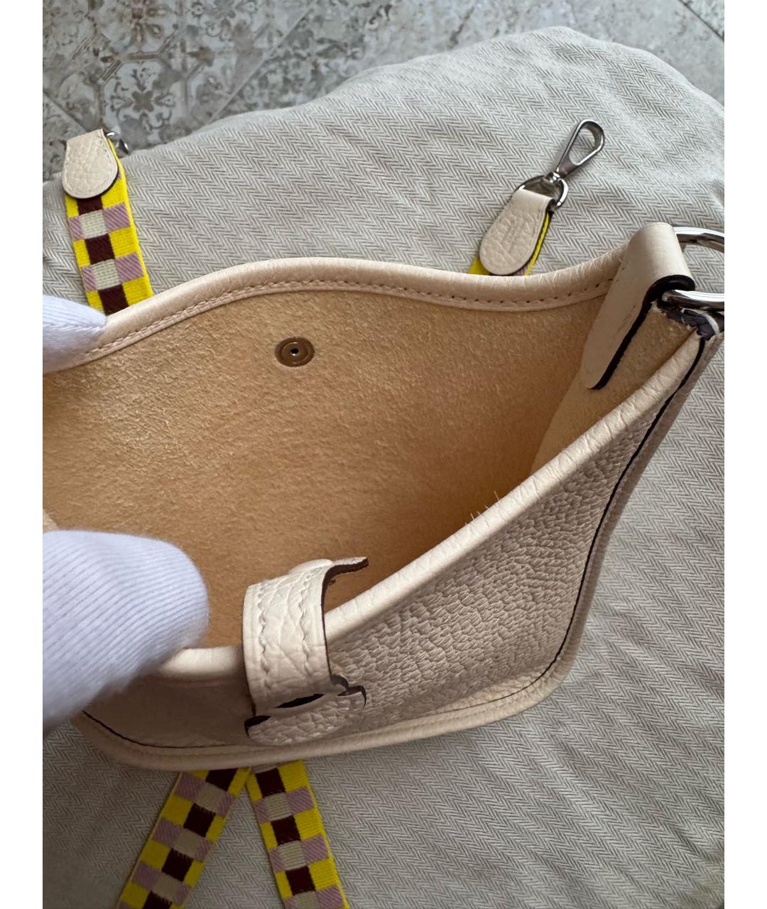 HERMES Бежевая кожаная сумка через плечо, фото 4