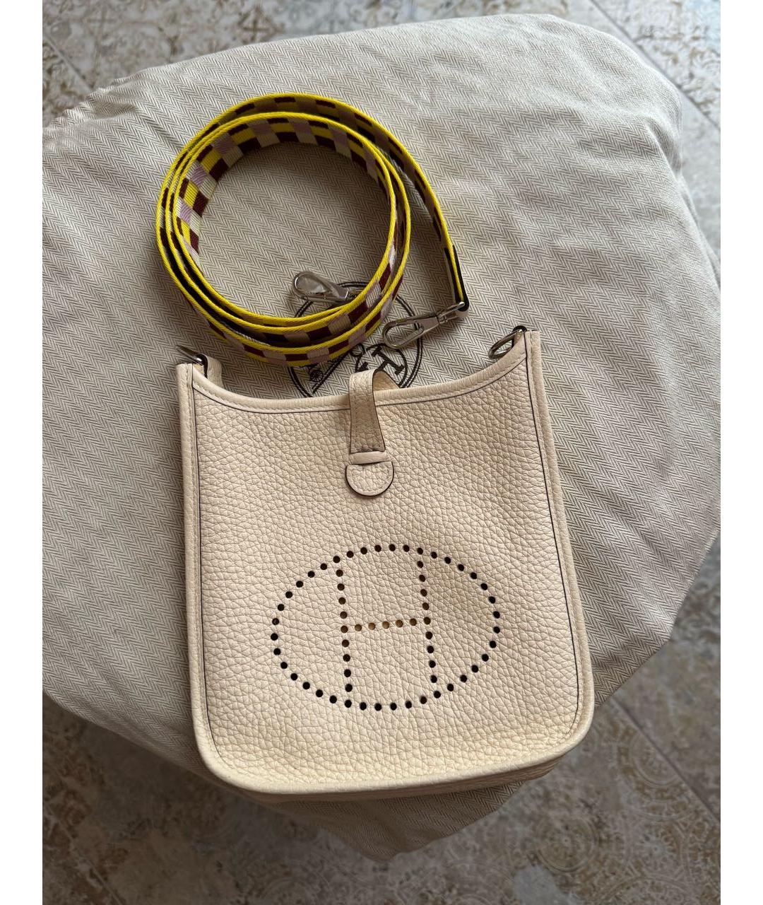 HERMES Бежевая кожаная сумка через плечо, фото 9