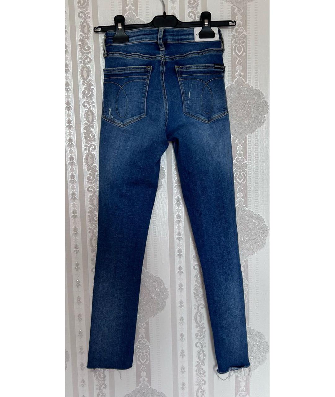 CALVIN KLEIN Синие хлопковые джинсы слим, фото 2