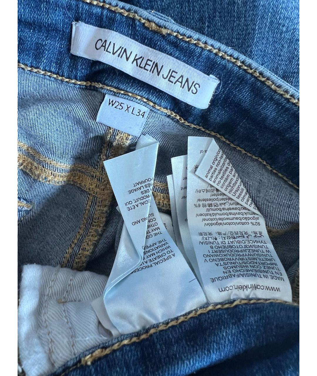 CALVIN KLEIN Синие хлопковые джинсы слим, фото 3