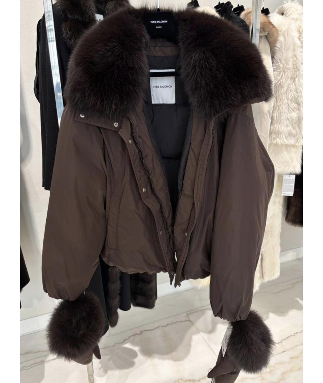 YVES SALOMON Коричневый полиэстеровый пуховик, фото 2