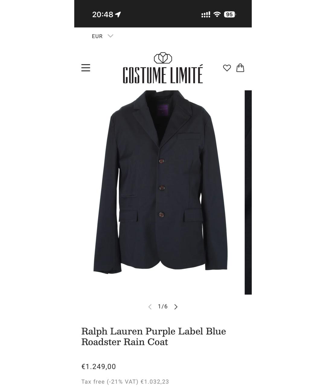 RALPH LAUREN PURPLE LABEL Темно-синяя синтетическая куртка, фото 8