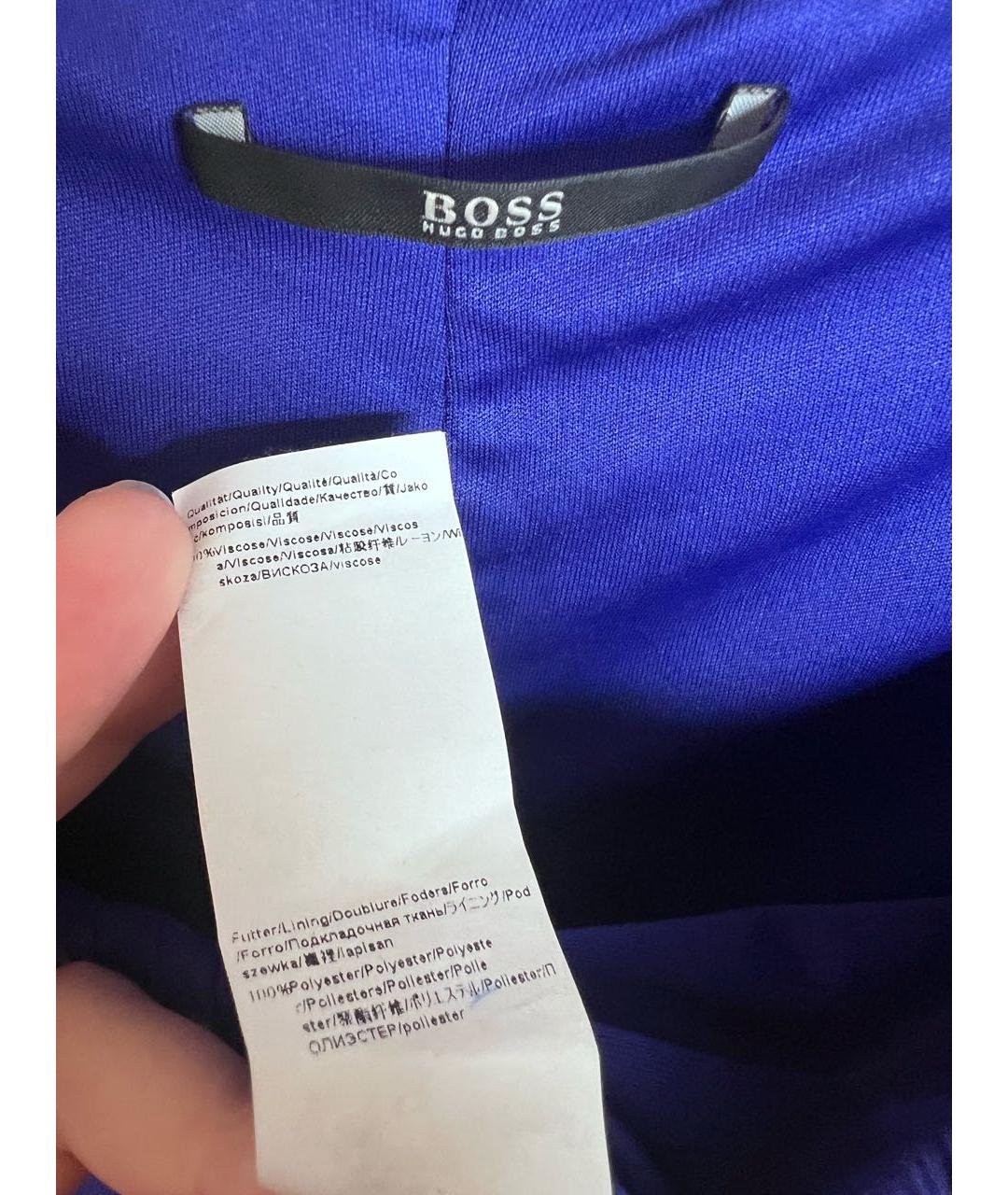 HUGO BOSS Синее вискозное повседневное платье, фото 4