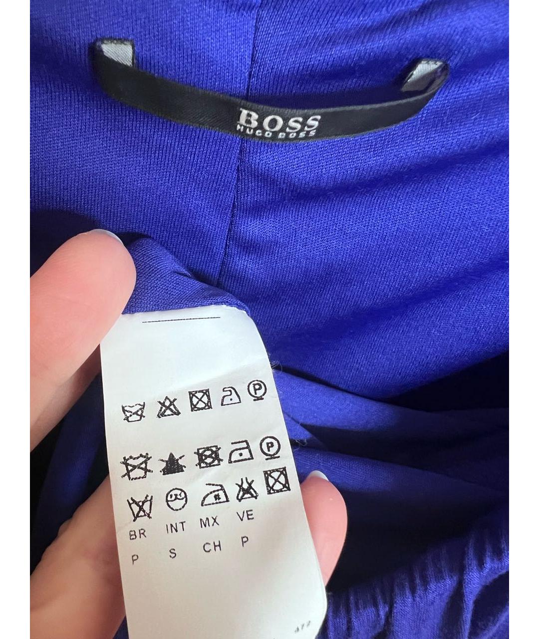 HUGO BOSS Синее вискозное повседневное платье, фото 3