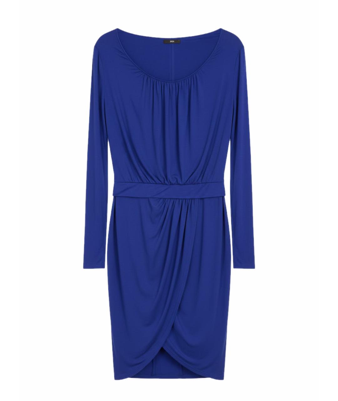 HUGO BOSS Синее вискозное повседневное платье, фото 5