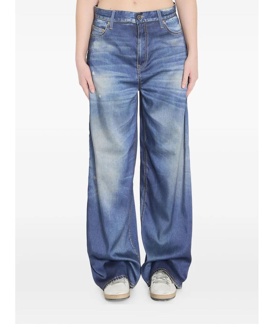 GOLDEN GOOSE DELUXE BRAND Синие хлопко-полиэстеровые прямые джинсы, фото 5