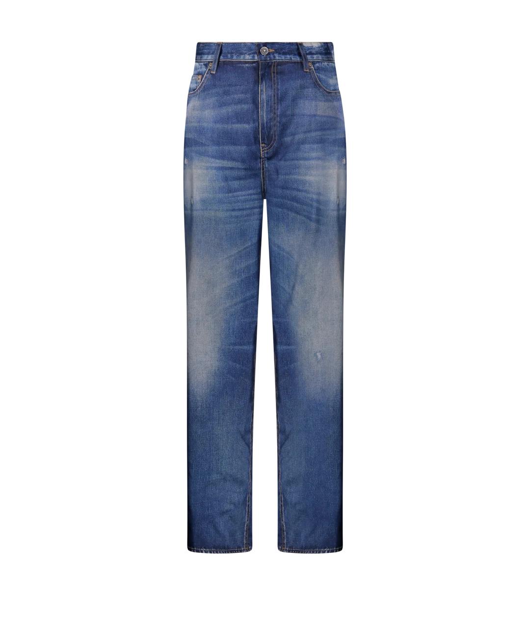 GOLDEN GOOSE DELUXE BRAND Синие хлопко-полиэстеровые прямые джинсы, фото 1