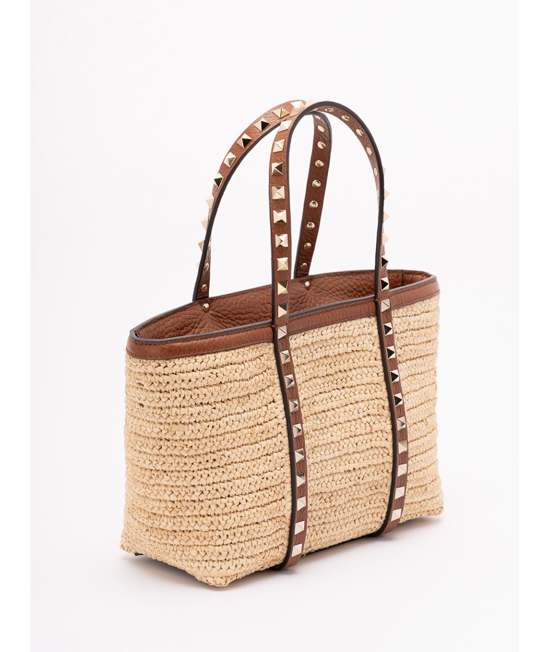 VALENTINO Бежевая пелетеная сумка тоут, фото 3