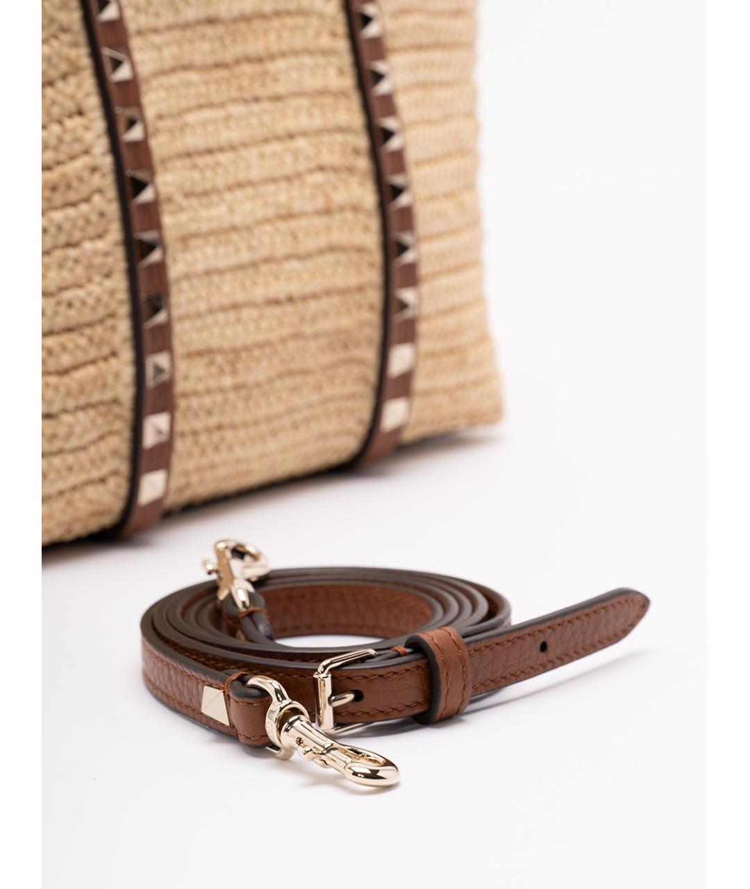 VALENTINO Бежевая пелетеная сумка тоут, фото 4