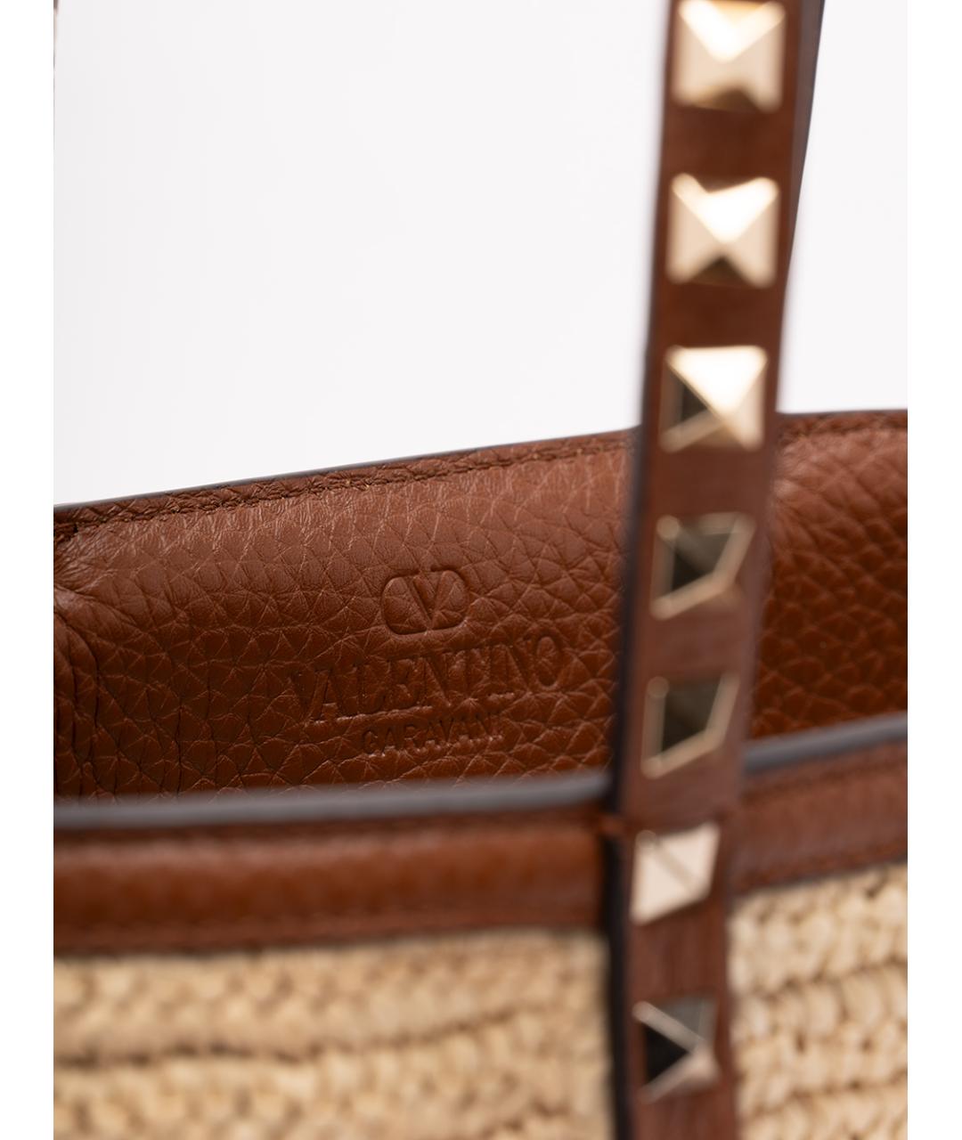 VALENTINO Бежевая пелетеная сумка тоут, фото 5