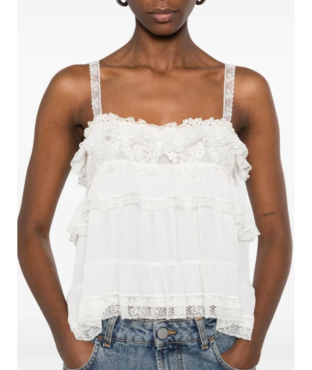 ALBERTA FERRETTI Белая ацетатная блузы, фото 4