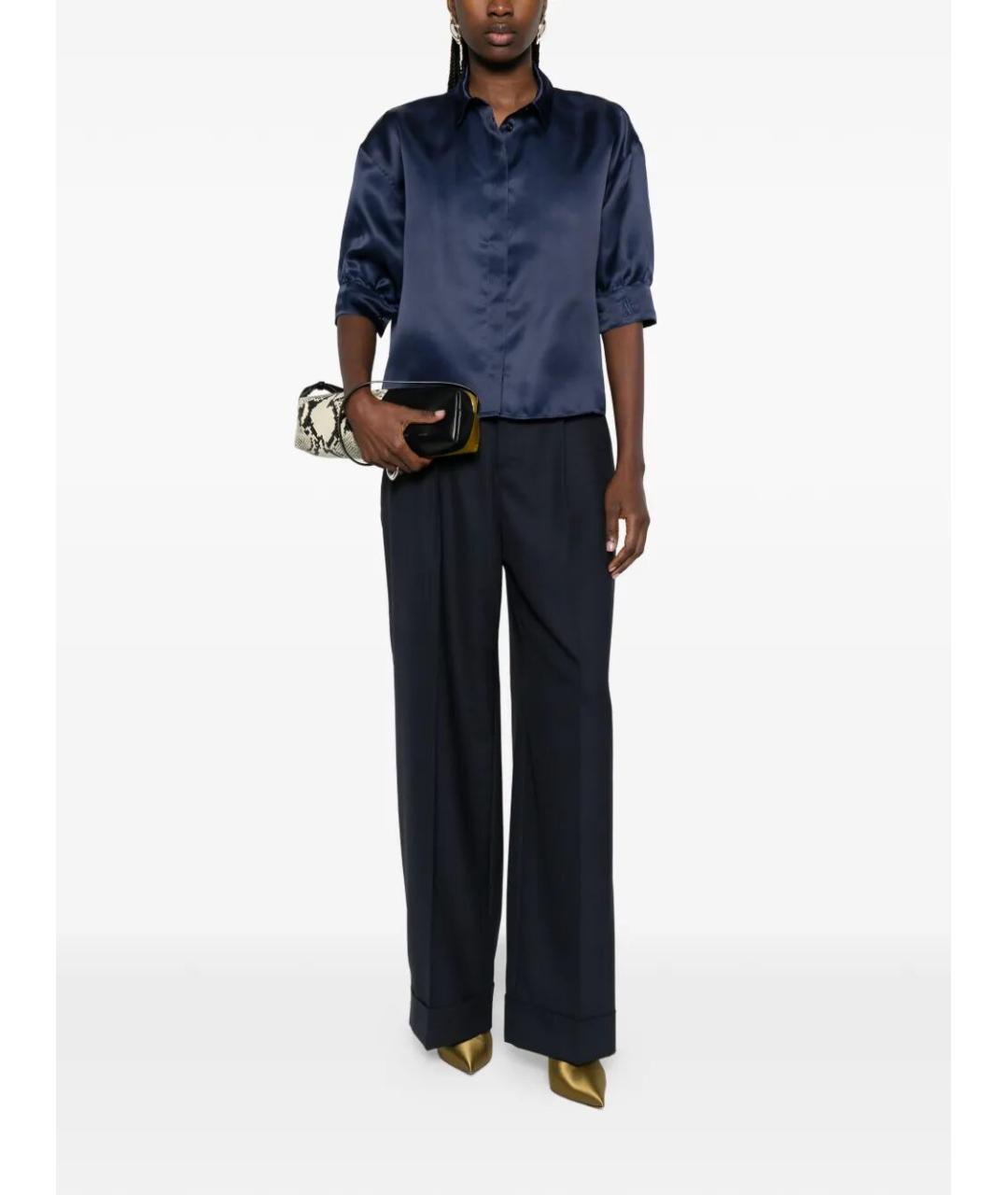 ALBERTA FERRETTI Синяя шелковая рубашка, фото 2