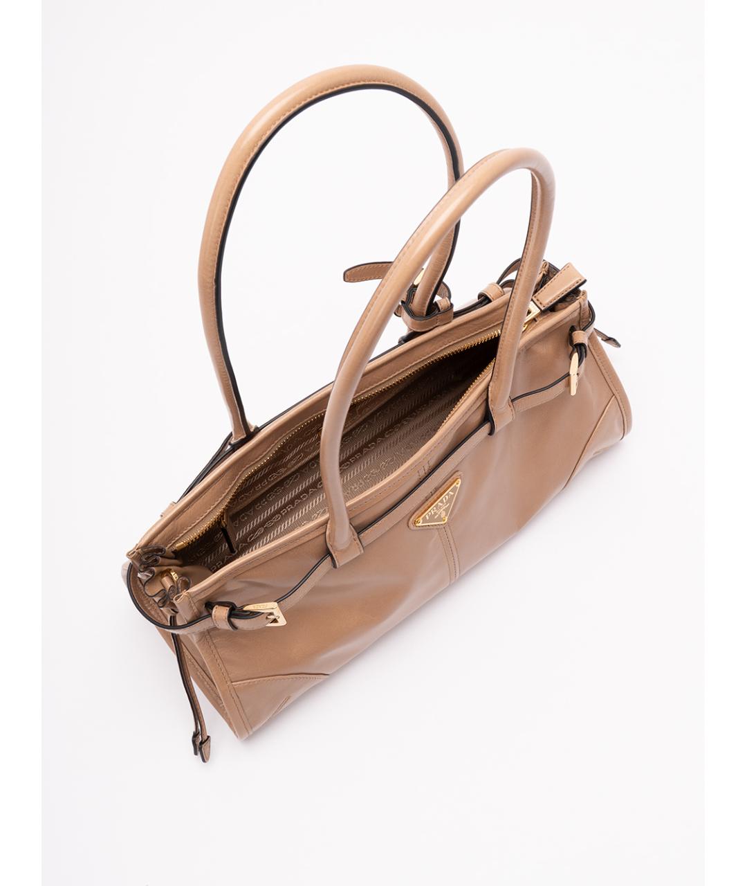 PRADA Бежевая кожаная сумка тоут, фото 5
