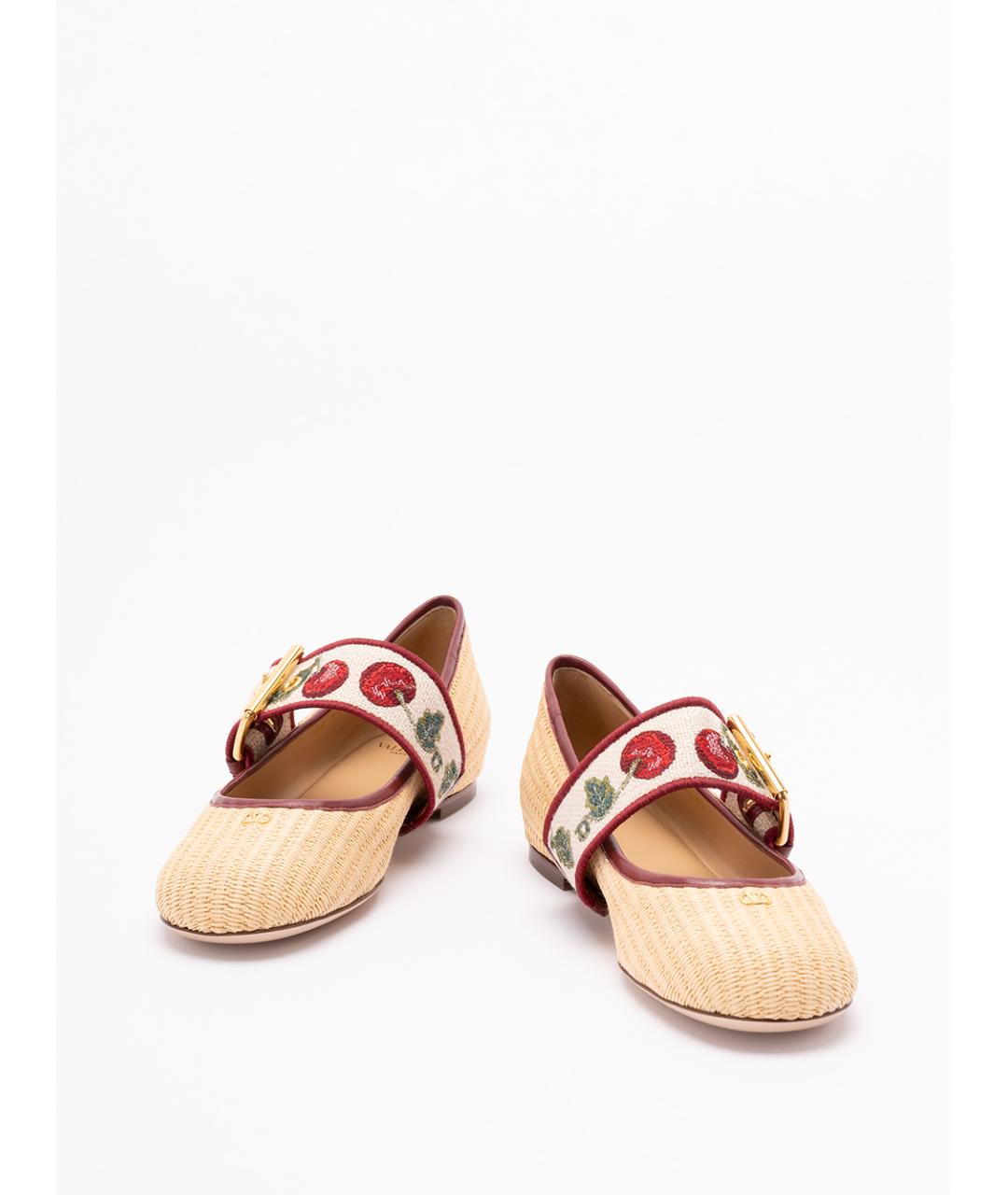 VALENTINO Бежевые текстильные балетки, фото 2