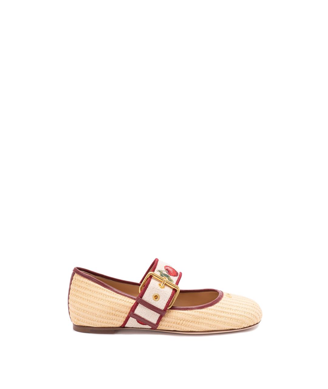 VALENTINO Бежевые текстильные балетки, фото 1