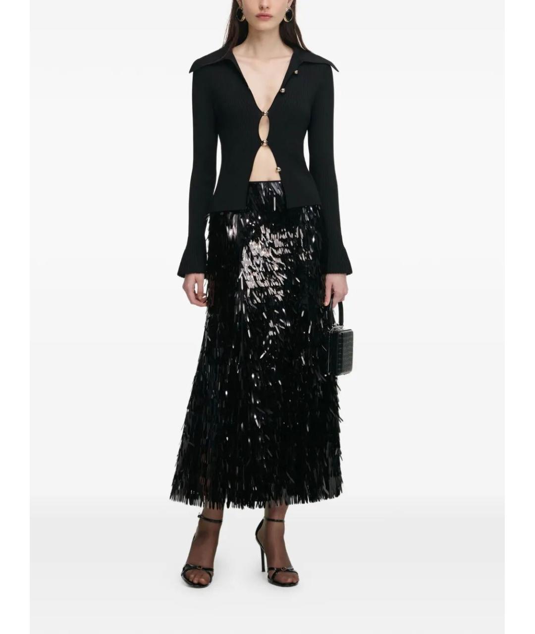 SELF-PORTRAIT Черный вискозный кардиган, фото 4