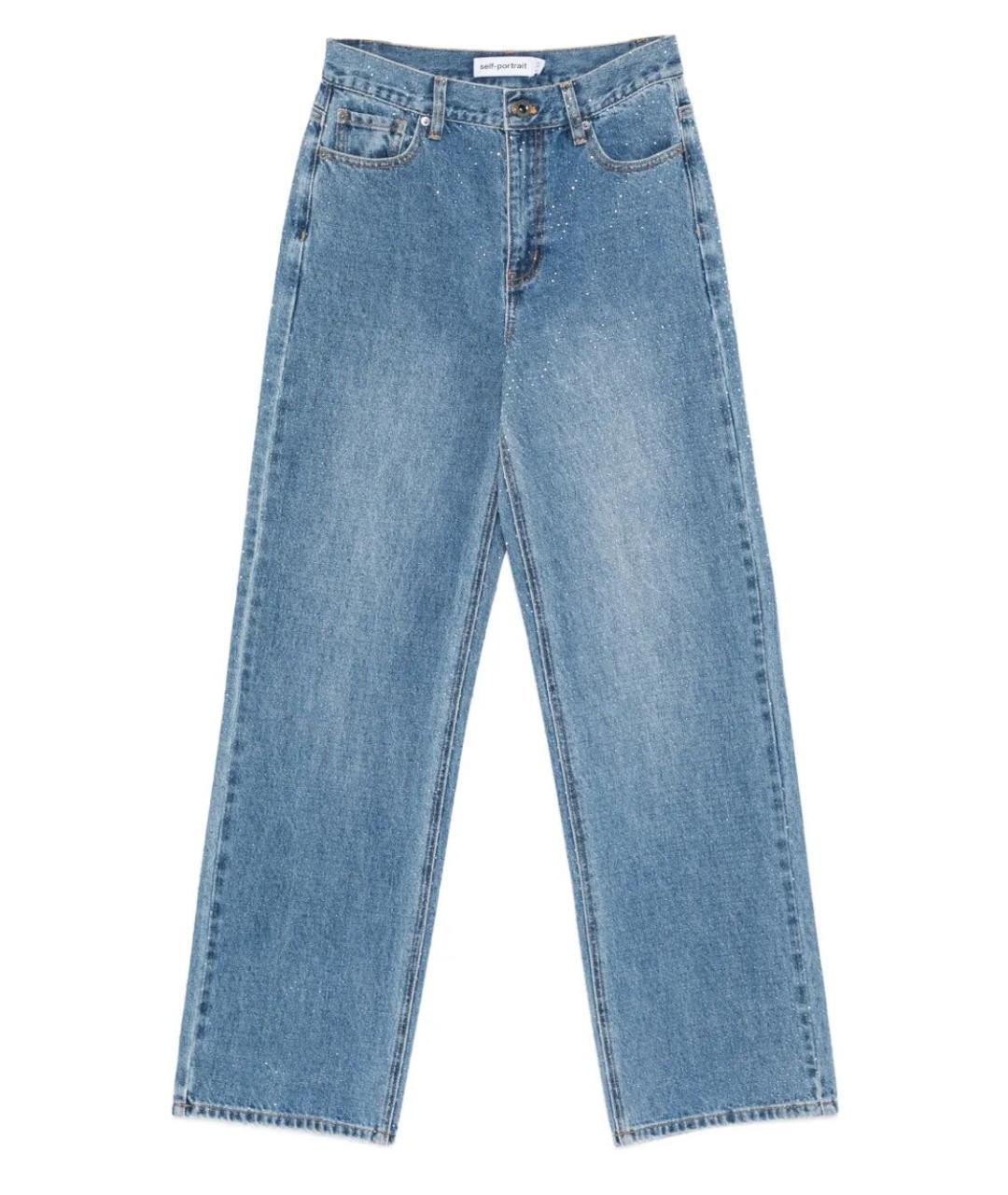 SELF-PORTRAIT Синие хлопковые прямые джинсы, фото 1