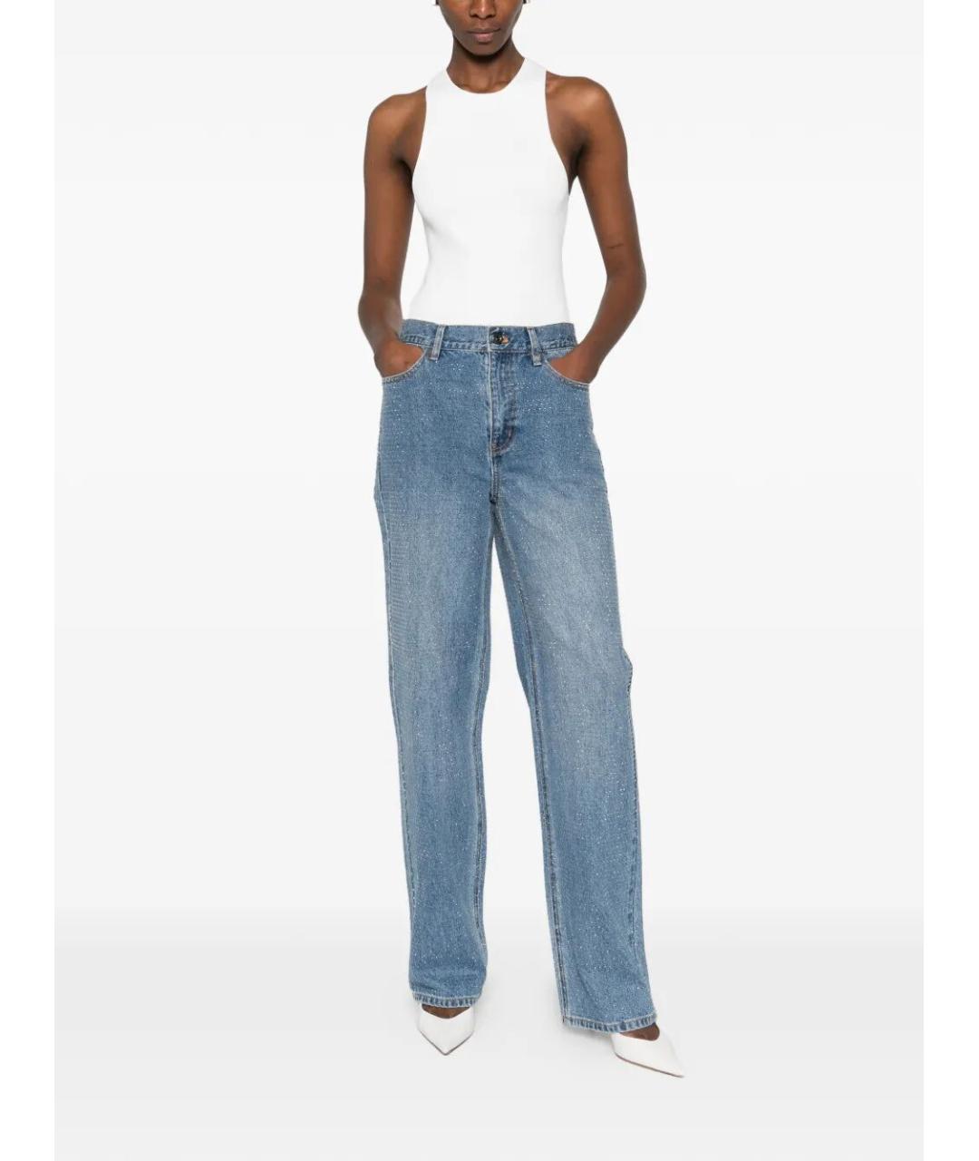 SELF-PORTRAIT Синие хлопковые прямые джинсы, фото 2