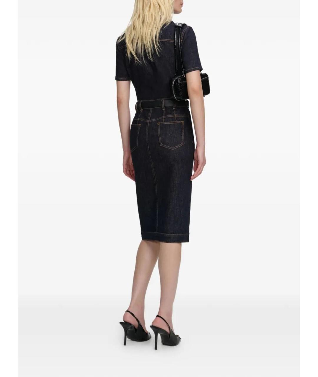 SELF-PORTRAIT Темно-синяя хлопковая юбка миди, фото 3