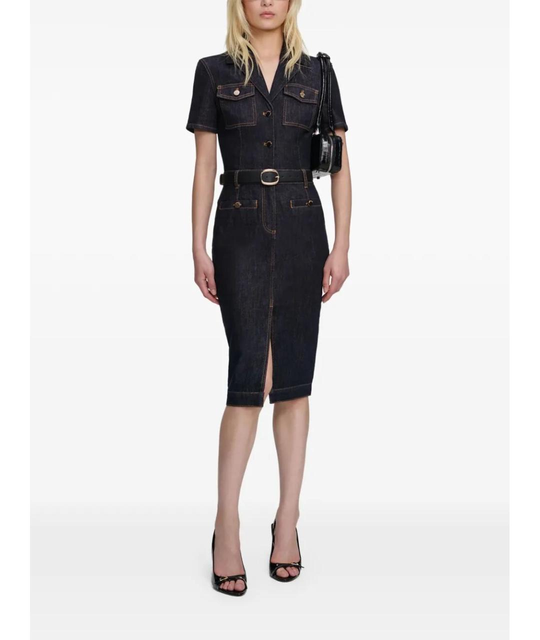 SELF-PORTRAIT Темно-синяя хлопковая юбка миди, фото 2