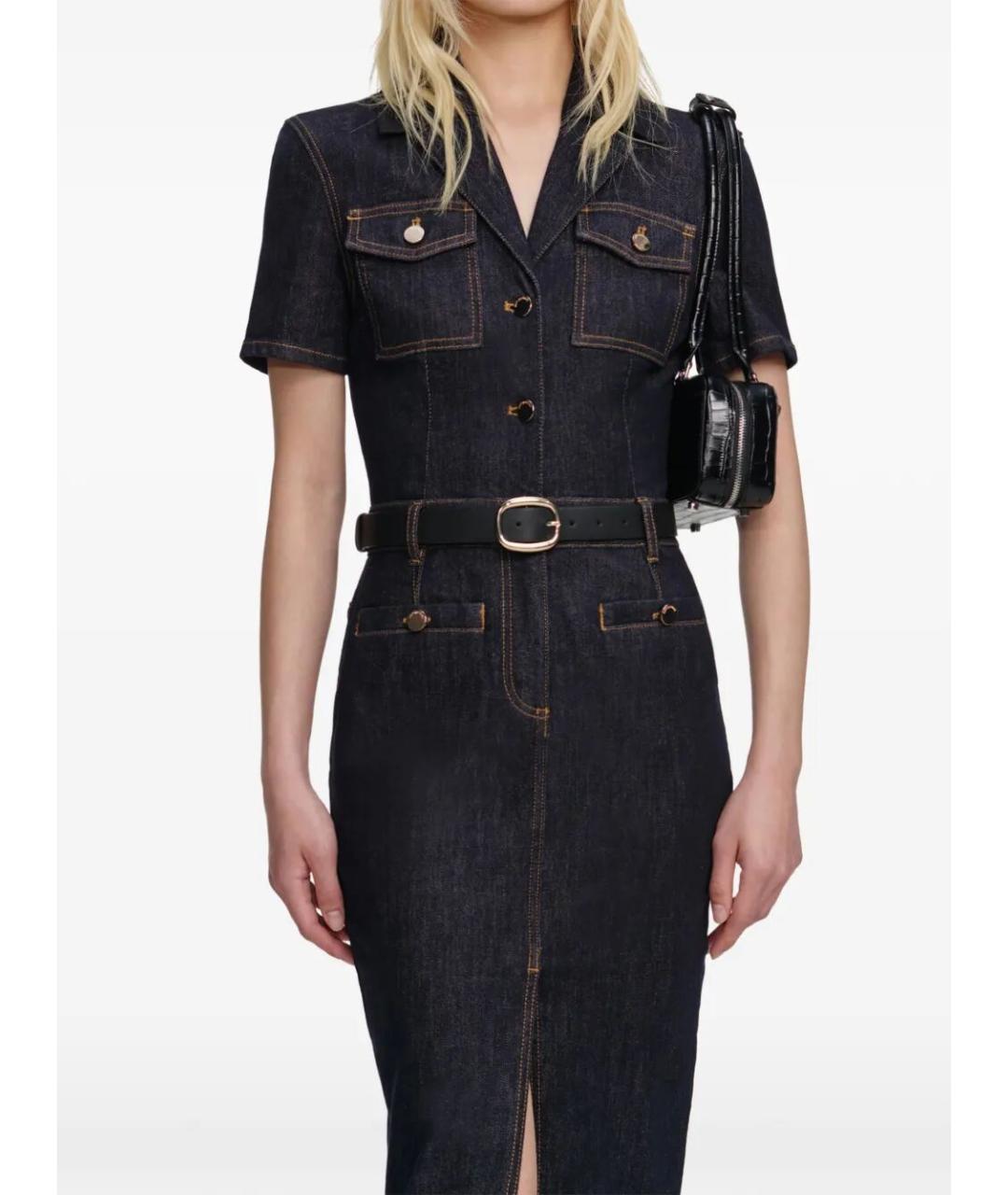 SELF-PORTRAIT Темно-синяя хлопковая юбка миди, фото 5