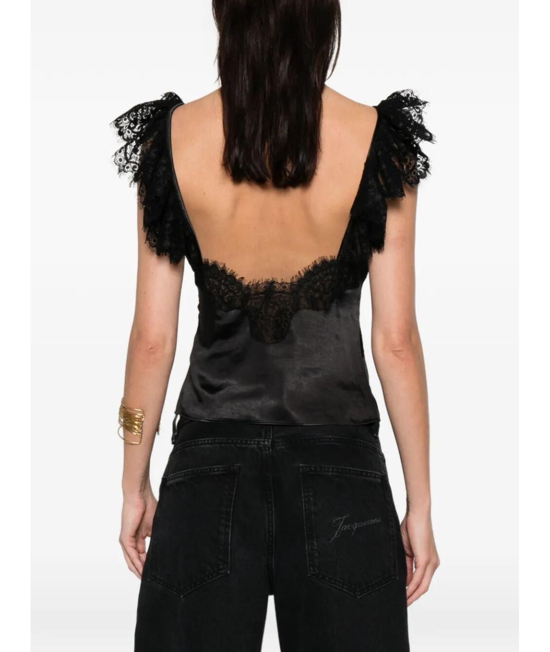 SELF-PORTRAIT Черная полиэстеровая майка, фото 2