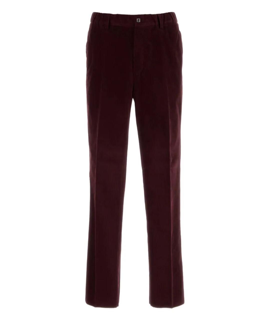 FENDI Бордовые хлопковые повседневные брюки, фото 1