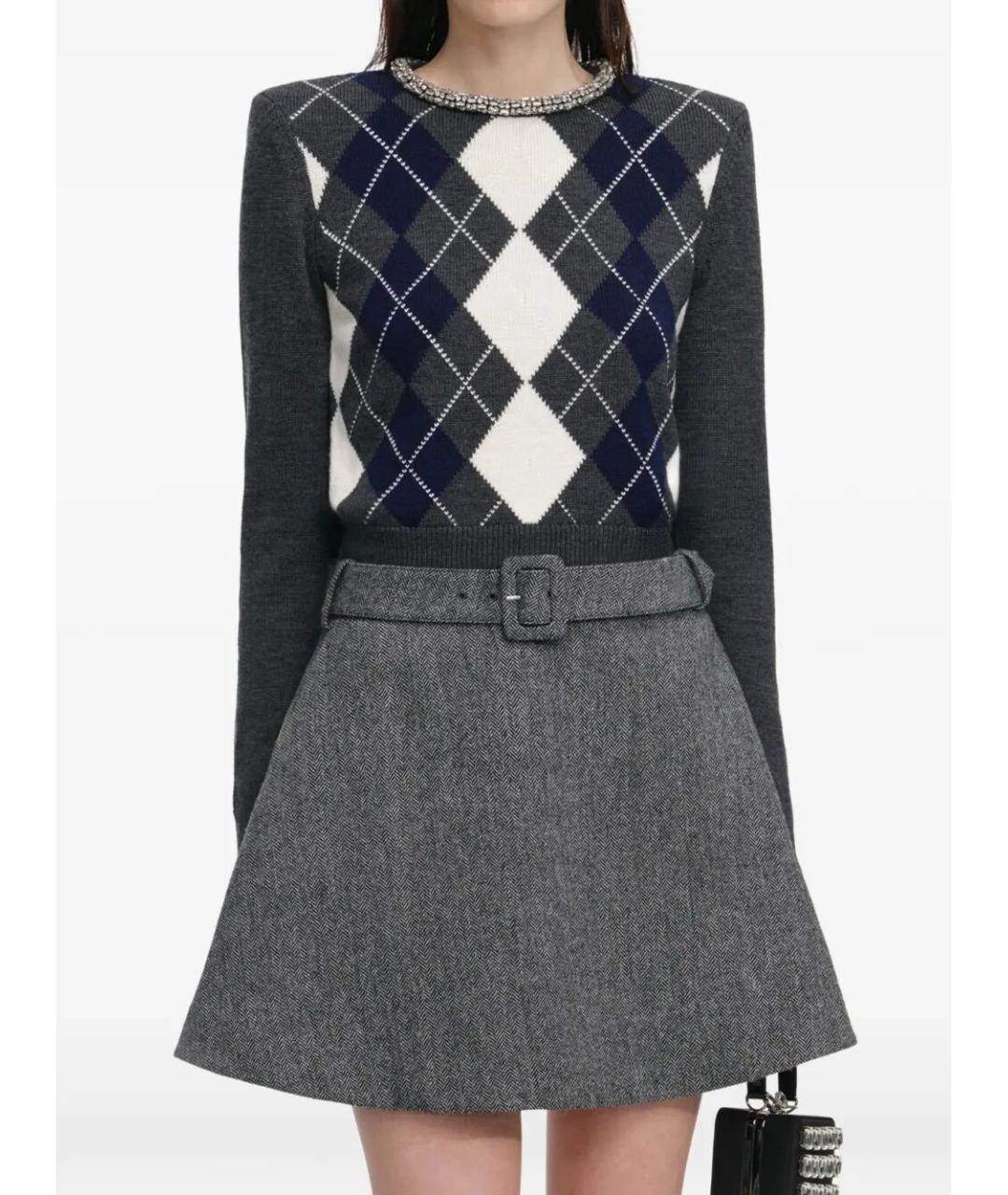 SELF-PORTRAIT Серый шерстяной джемпер / свитер, фото 2