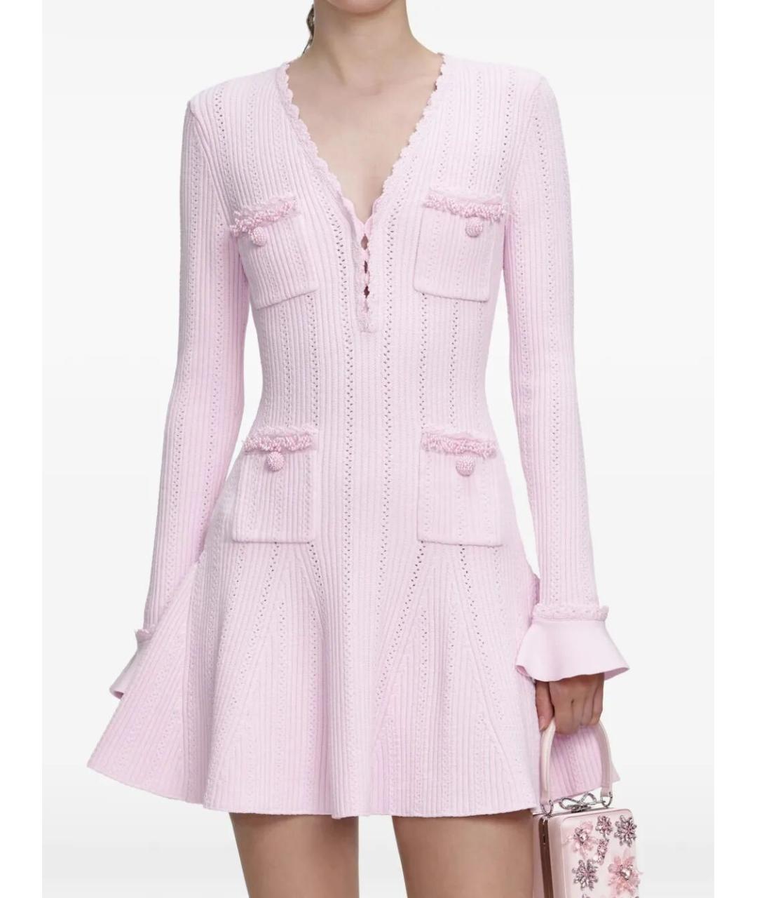 SELF-PORTRAIT Розовое вискозное платье, фото 2