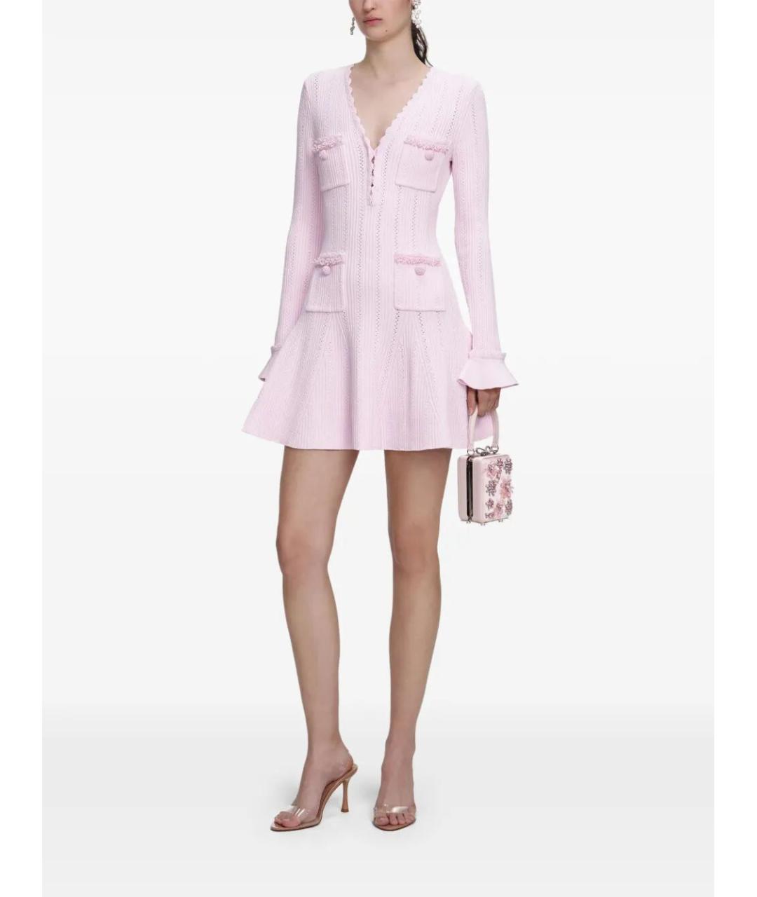 SELF-PORTRAIT Розовое вискозное платье, фото 6