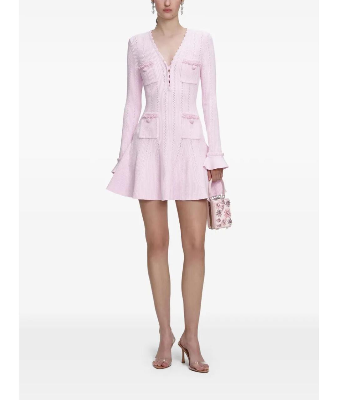 SELF-PORTRAIT Розовое вискозное платье, фото 3