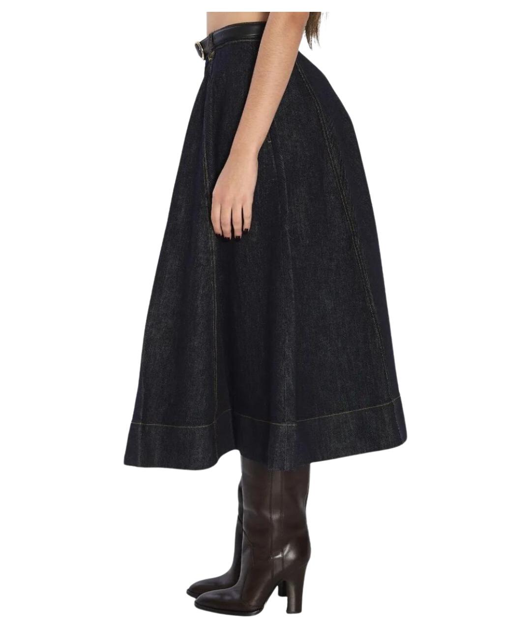 SELF-PORTRAIT Темно-синяя хлопковая юбка миди, фото 4